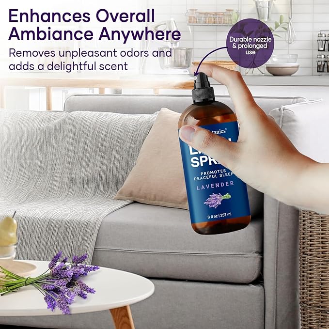 Lavender Linen Spray 8 fl oz - Refreshing Fabric Refresher & Pillow Spray for Bedding, Bed Sheets & Room - Soothing Room Mist - Nexon Botanics