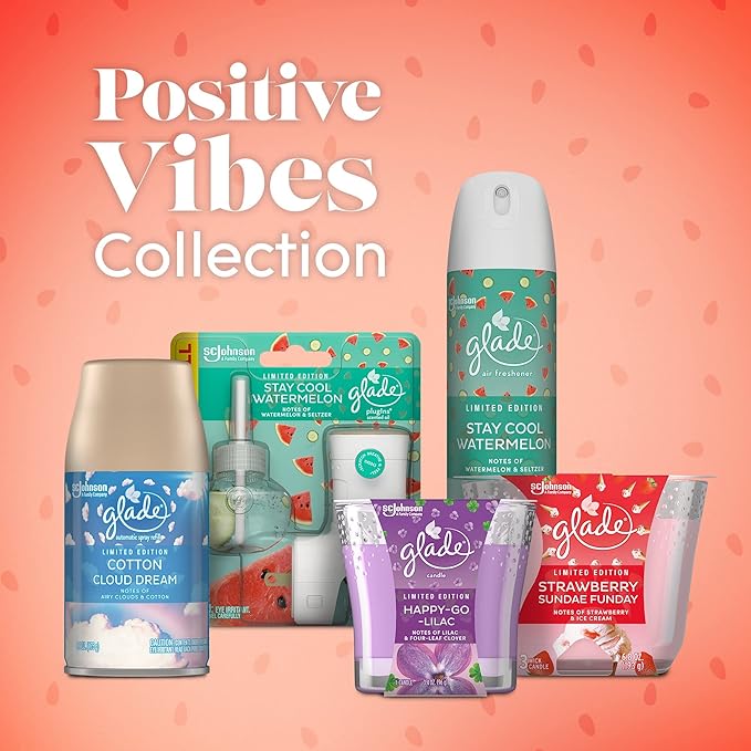 Glade PlugIn Plus Air Freshener Starter Kit, Scented Oil for Home and Bathroom, Stay Cool Watermelon, 0.67 Fl Oz, 1 Warmer + 1 Refill Clear