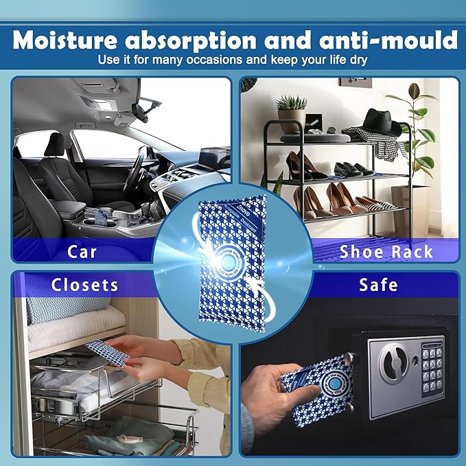 Dehumidifier Packs Bags For Car,5pcs/100g,Reusable Silica Gel,Moisture Absorber For Safes/Home Closets/Storage/Duffle Bag/Small Spaces