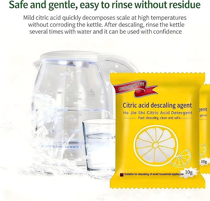 Citric Acid Descaling Agent, Food Grade Concentrated Powder, Individually Wrapped Descalers for Kettles, Household Kitchen Appliances, Powerful Limescale Remover, Fast Descaling Clean and Safe (20)