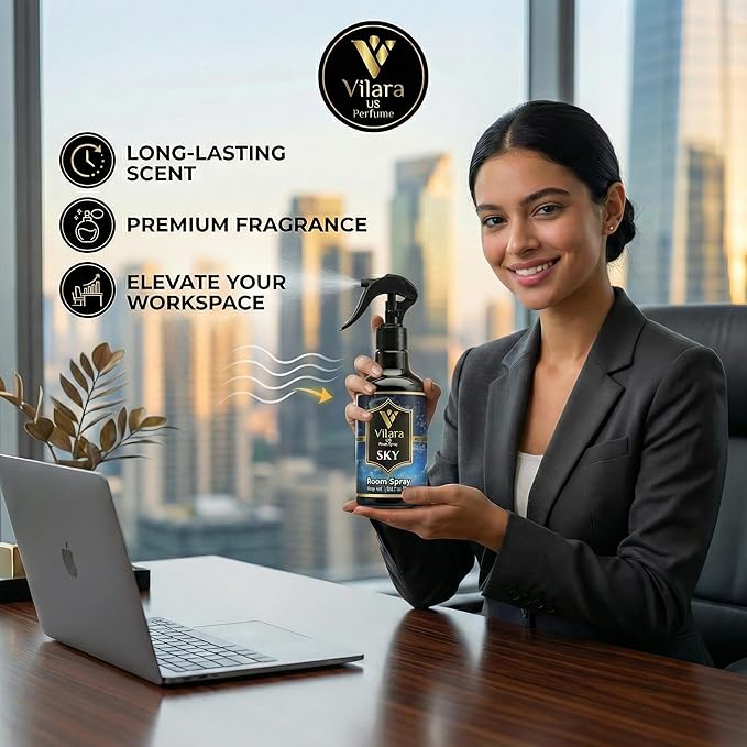 Room Spray Air Freshener –Odor Eliminator Spray for Home, Bathroom & Office – Long Lasting Floral Mist Deodorizer, Non-Toxic Natural Air Spray for Bedding 300ml (3 Sky)