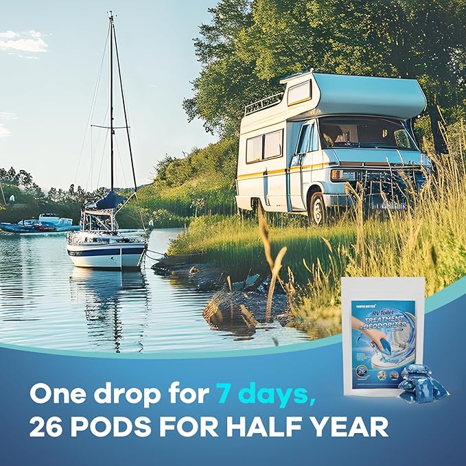 26 Packs RV Toilet Treatments, Holding Tank Deodorizers for RV/Marine Portable Camping Toilet Eliminating Odors and Breaking Down Waste Papers Fresh Scent