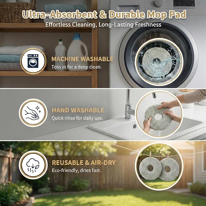 6-Pack Microfiber Mop Pads Compatible for Dreame L10s Ultra/ L10s Ultra Gen 2/ L10s Pro Ultra Heat/ L20 Ultra/ L40 Ultra Gen 2/ L40s Ultra CE/ L50 Ultra/ X40 Ultra / X50 Ultra/GoVac 508/400 Parts