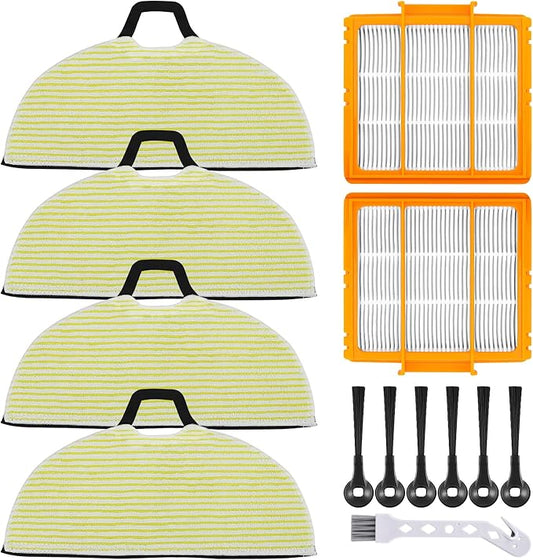 RV2610WA Replacement Parts for Shark RV2610WA AV2610WA RV2620WA RV2610WD RV2410WD RV2620WD Mop Brush Filter Kit for Shark AI Ultra 2-in-1 Robot Vacuum, 4 Mop Pads, 2 HEPA Filters, 6 Side Brushes