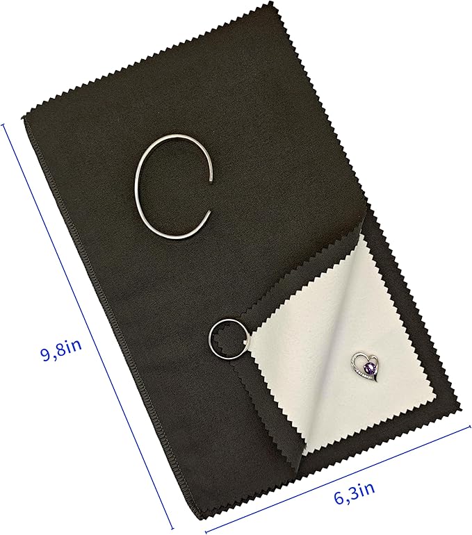 Jewelry Cleaning & Polishing Cloth,2Pcs Sterling Silver Gold Platinum Tarnish Remover,Non-Toxic Eco Friendly,Jewelry Cleaner Cloth for Ring,Earring,Watch and Coins Care