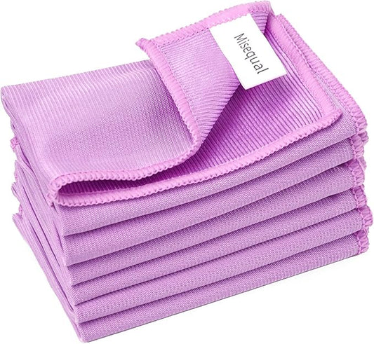 6 Pack Glass Cleaning Cloth Microfiber Cleaning Cloth for Window Eyeglass Jewelry Windshields Mirrors and Stainless Steel (Purple)