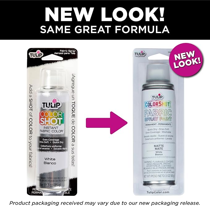 Tulip ColorShot Instant Fabric Spray Paint, Permanent Color Spray-On Fabric Paint, 3oz. White