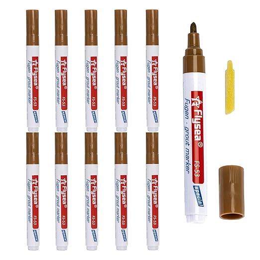 10-Piece Tile Repair Kit - Wall Grout Color Pen, Gap Filler, Renew Marker for Tiles, Floor, Kitchen, Bathroom (Fawn)