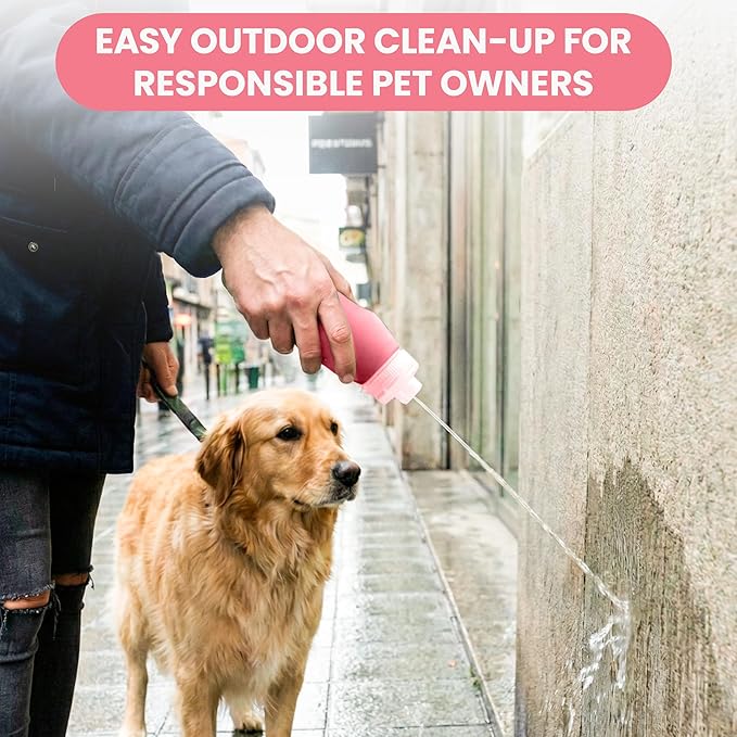 Ultimate 2-in-1 Dog Walk Essential – Portable Pee Cleaning Bottle + Detachable Poop Bag Dispenser (Salmon)