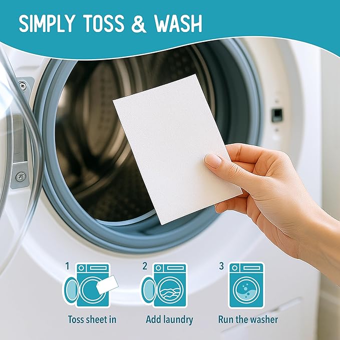 Reef Sheets Laundry Detergent Sheets, 64 loads, Hypoallergenic & Plastic-Free Eco-Friendly Packaging, Gentle on Skin, Tough on Stains, Travel-Friendly, Deep Blue Ocean Scent, 32ct