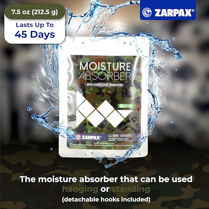 Moisture Absorbers for Gun Safe 7.5 oz/212g - Dehumidifier Prevents Corrosion - Protects Gear - Desiccant Removes Excess Moisture - Set of 10