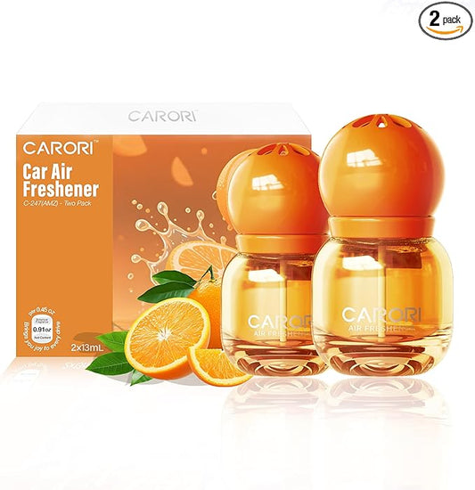 Cute Car Air Freshener 2 Pack, Lightbulb-Shaped Car Fresheners, Automotive Vent Clip, Long Lasting Scent, Essential Oils, Cute Car Accessories for Women, Orange Scent