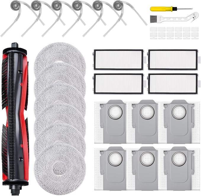 31 PCS Saros Z70 Replacement Accessories Compatible with Saros Z70 Robot Vacuum, 1 Mainbrush, 6 Scent Tablets, 4 HEPA Filters, 6 Dust Bags, 6 Mop Pads, 6 Side Brush