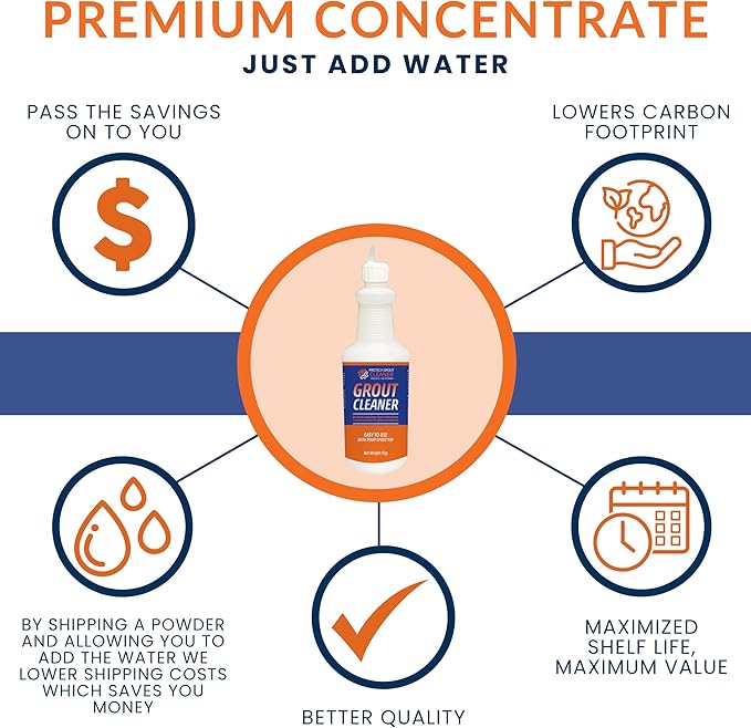 ProTech Grout Cleaner & Stain Cleaner - 32 Ounce - Premixed Solution - Heavy Duty Grout Stain Remover for Tile Floors, Showers, bathroom grout & Kitchens. Non-Toxic & Safe, Best for Deep Cleaning