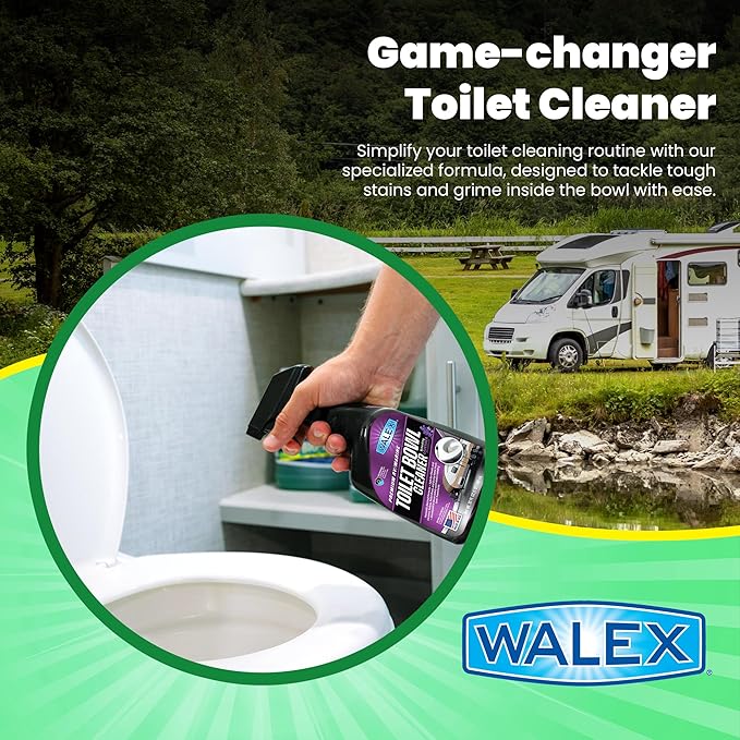 Walex Premium RV/Marine Toilet Bowl Cleaner - Naturally Derived Formula, Safe Plastic & Ceramic Toilets, Powerful Cleaning for Stains & Deposits, Septic Safe, Refreshing Lavender Fragrance, 32 oz