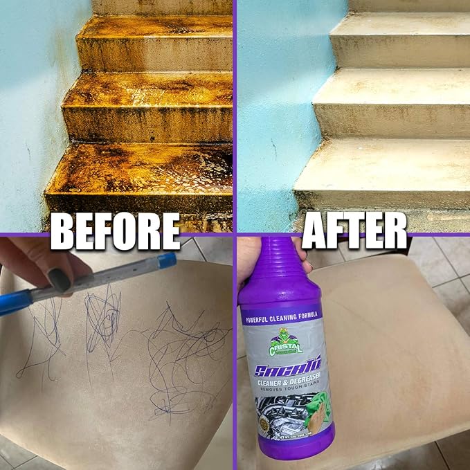 Sacato Cleaner & Degreaser (32 fl Oz) - Removes Tough Stains - Eliminates Grime and Heavy Grease - Use on All Surfaces