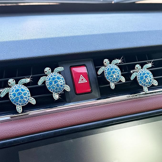 4pcs Cute Sea Turtles Car Air Vent Diffuser – Clip-On Air Freshener with Replaceable Refills, Perfect for SUV, Truck & Sedan, Adorable Car Interior Accessory & Creative Gift Idea(Blue, Ocean)