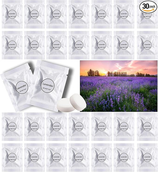 Car Air Freshener Refills, 30 Pcs Individual Package Car Air Vent Clip Replacement Pads Solid Fragrance Scent Air Freshener Refill Tablets (Lavender)