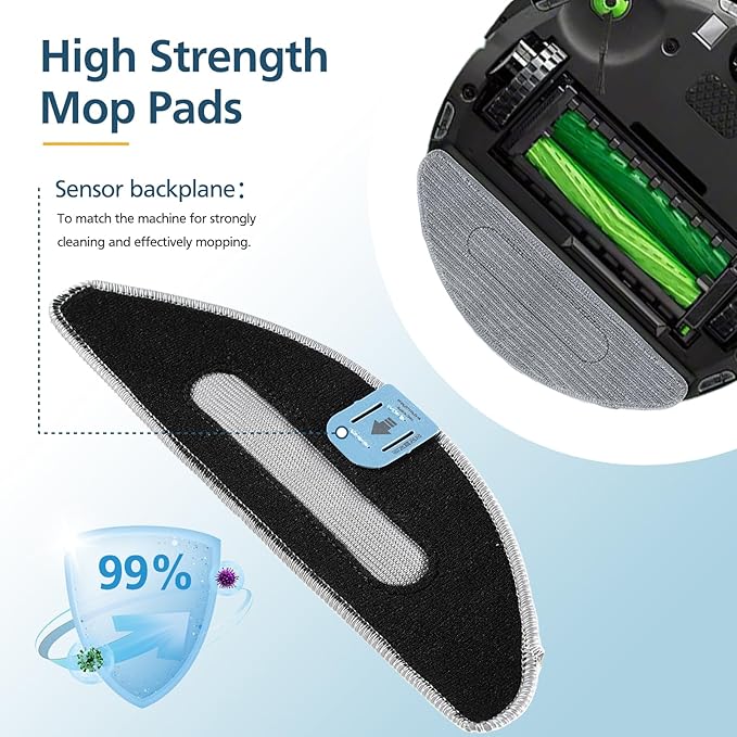 4 Pack Replacement Mop Pad Compatible with iRobot Roomba Combo i5+/ i5/ j5+/ j5 Robot Vacuum and Mop, Washable & Reusable Microfiber Cleaning Pads