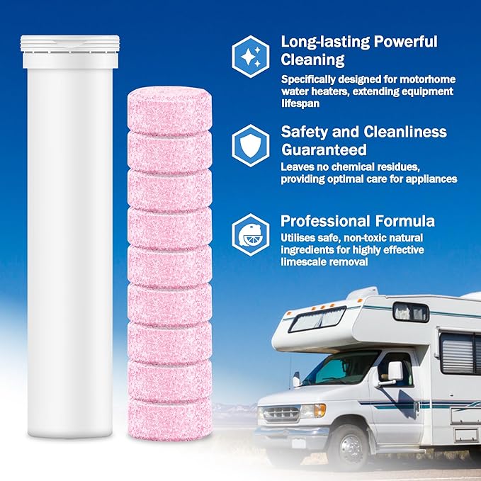 Decalcification Tablets Compatible With Truma Aquago - 18 Tablets,RV Fresh Water Tank Treatment For Truma Aquago Water Stains And Stubborn Dirt Inside The Hot Water Heater.