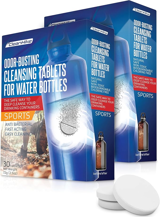 Tumbler Water Bottle Cleaning Tablets - (60 Tablets) All Natural Ingredient, Great for All Stainless, Plastics, Ceramic and Glass Drinking Containers, Individually Packed (2)