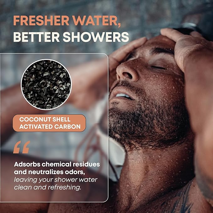 AquaHomeGroup Heavy Metals Shower Filter (2 Cartridges Included) – Reduces Impurities – 4-Stage High-Pressure Filtration with KDF 55, Zeolite & Activated Carbon – Universal Fit