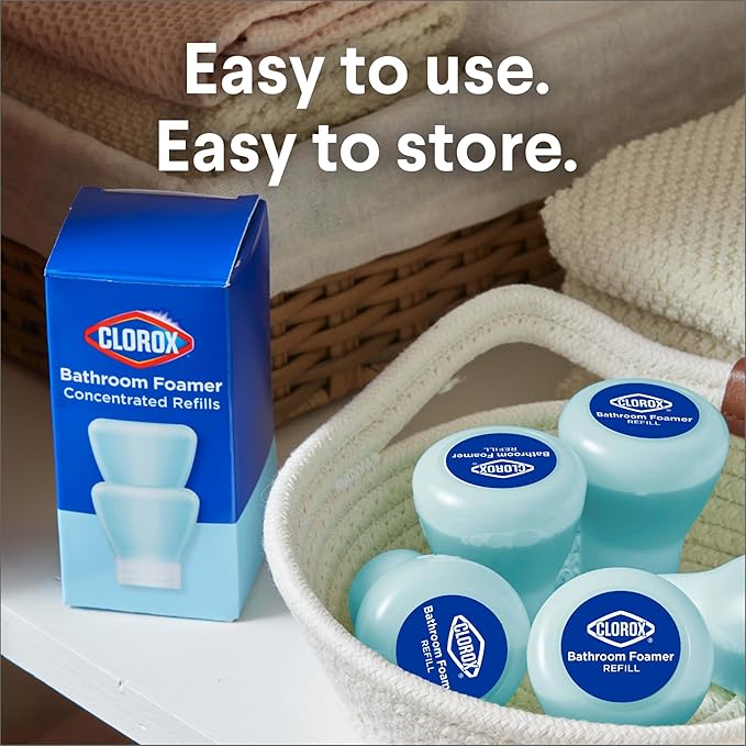 Clorox Bathroom Foamer Refill Cartridge for Clorox Bathroom Foamer Reusable Spray Bottle, Household Essentials, Fresh Scent, 2 Spray Refills