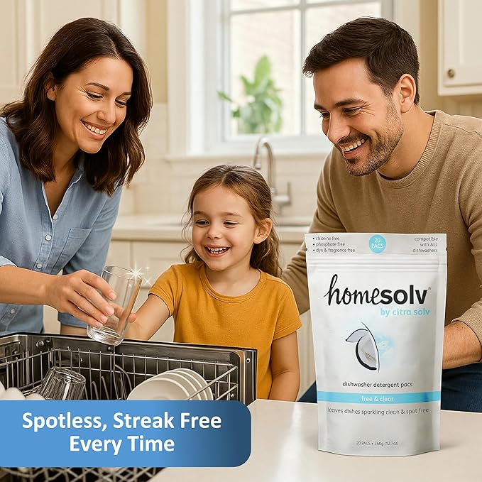 Dishwasher Detergent Pods Free and Clear - Plant and Mineral Based Dish Washer Tablets for Spotless Dishes - Eco Friendly Dishwasher Pods - (20 Count 2 Pack)