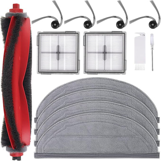 13 Packs Q10S5 Accessories Kit Replacement Compatible with Roborock Q10 S5 / Q10 S5+ Plus Robot Vacuum, 1 Main Brush, 4 Mop Cloth Pads, 4 Side Brushes, 2 HEPA Filters, 1 Cleaning Tool, 1 Screwdriver