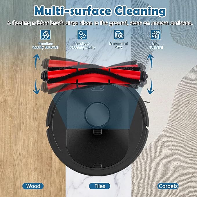 Q5 Replacement Accessories Kit Compatible with Roborock Q5 / Q5+ Plus(Not for Q5 Max / Q5 Pro) Robot Vacuum, 2 Main Brushes, 6 Washable Filters, 8 Side Brushes, 1 Cleaning Tool, 1 Screwdriver