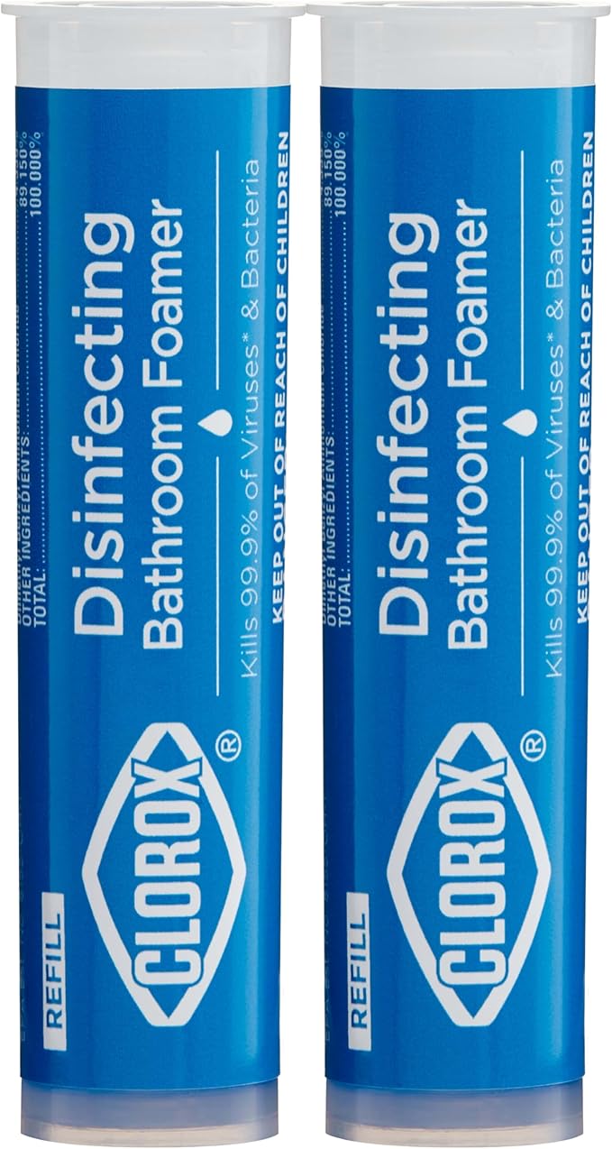 Clorox Disinfecting Bathroom Foamer Refills for Clorox Bathroom Foamer Cleaning System, Household Essentials, 2 Count
