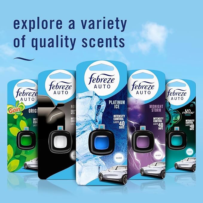Febreze Car Air Freshener Vent Clip Old Spice Scent, .07 oz. Car Vent Clip, Pack of 4