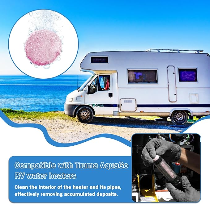 Decalcification Tablets Compatible With Truma Aquago - 18 Tablets,RV Fresh Water Tank Treatment For Truma Aquago Water Stains And Stubborn Dirt Inside The Hot Water Heater.