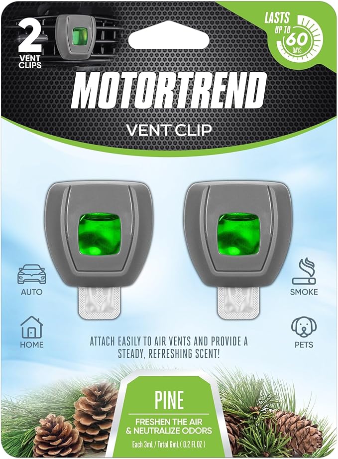 Motor Trend Vent Clip Air Freshener - Long Lasting Fresh Scents for Cars, Trucks, and SUVs - Cherry Scent