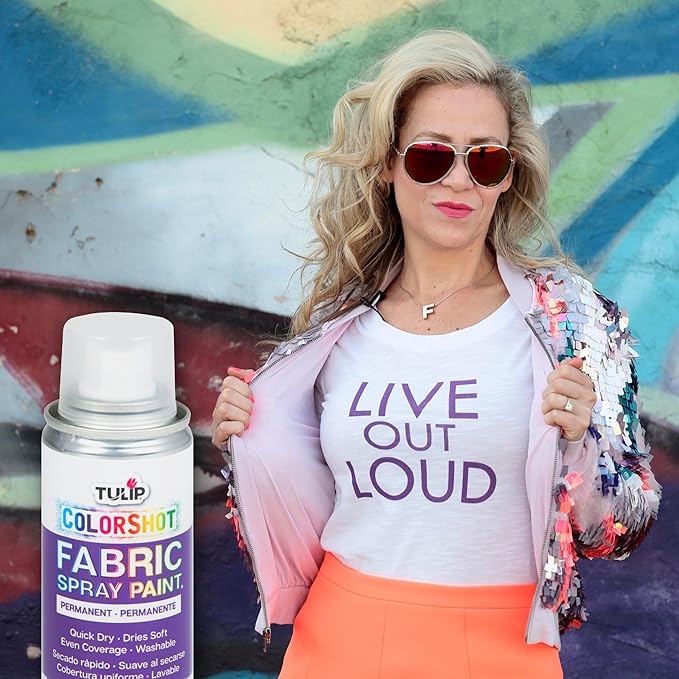 Tulip ColorShot Instant Fabric Spray Paint, Permanent Color Spray-On Fabric Paint, 3oz, Purple