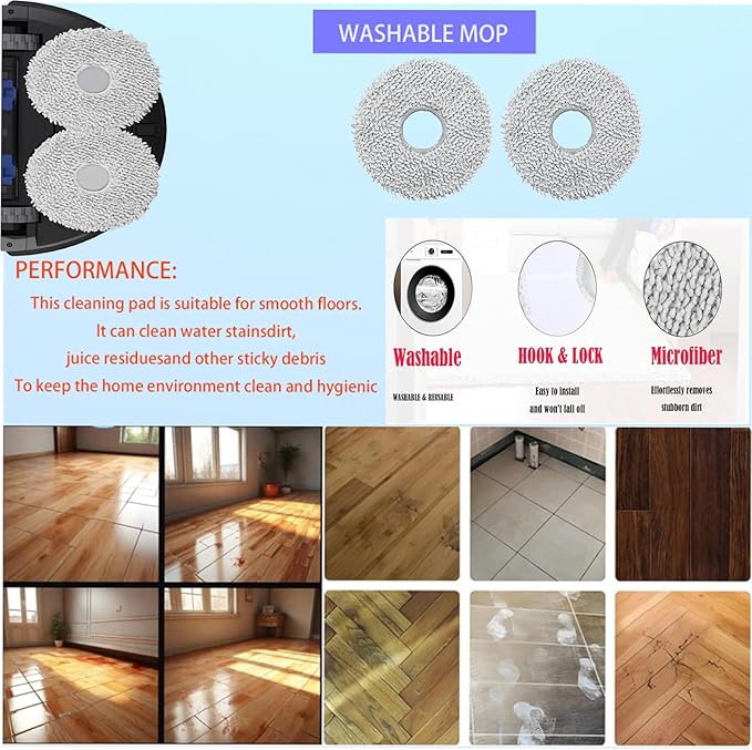 Replacement ECOVACS Accessories for DEEBOT T30C Omni / T30C Pro Omni Robot Vacuum：Parts 1 Main Brush 4 Side Brushes 4 HEPA Filters 3 Dust Bags 4 Mop Pads Spare Attachments