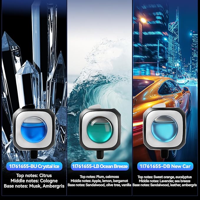 Car Air Freshener Vent Clip 6 Pack 4ml Each Up to 180 Days Long Lasting Scent Odor Eliminator for Women Men(Ocean Breeze)
