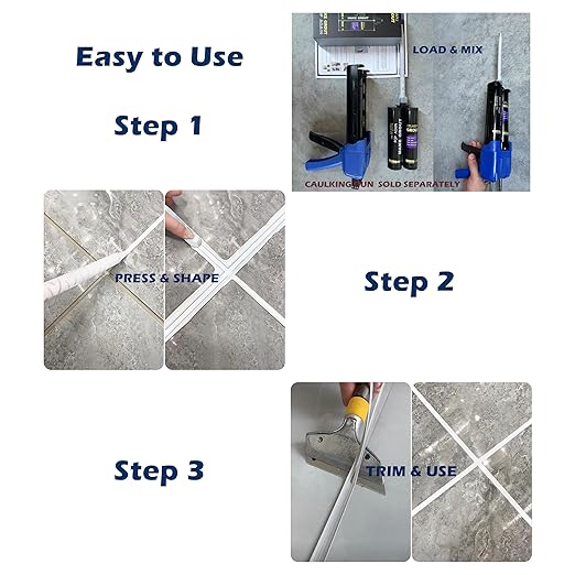 Epoxy Grout Gold 13.5 fl oz ｜Water & Stain Resistant & Zero Maintenance｜1:1 Auto-Mix Technology｜24hr Ready-to-Use｜Perfect for Shower Kitchen Pool | 10 Pearl Finishes for Tile & Stone