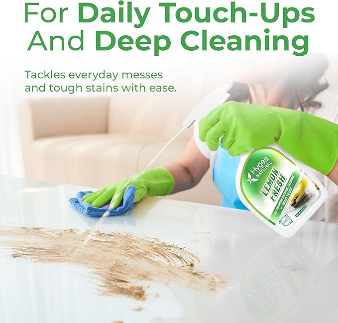 Hygea Natural Lemon Fresh All Purpose Cleaner - Chemical-Free Multi-Surface & Floor Cleaner - Removes Soil, Dirt & Grease - Wet Gloss Finish - Biodegradable, pH-Neutral & Ammonia Free (24oz Spray)