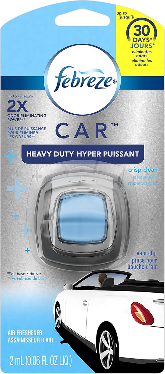 Febreze Air Freshener, Car Vent Clip Air Freshener, Heavy Duty Air Freshener, Crisp Clean Air Freshener