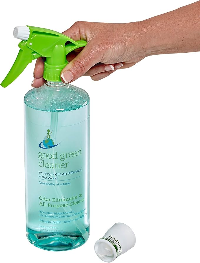 Odor Eliminator & All Purpose Cleaner Starter Set | 32 ounce, Reusable, Eco Spray Bottle | USDA Bio-Preferred Certified/Bio-Degradable | Includes 1 Pod