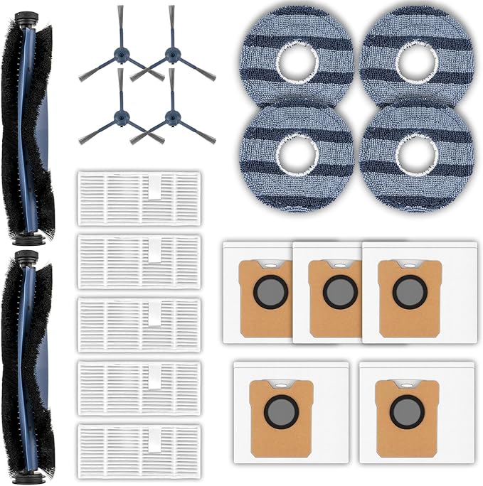 (20 Pack) C20 Omni Replacement Parts for Eufy C20 Omni Robot Vacuum, 2 Roller Brush, 4 Side Brushes, 5 HEPA Filters, 5 Dust Bags, 4 Mop Pads, Vacuum Attachments Accessories Kit