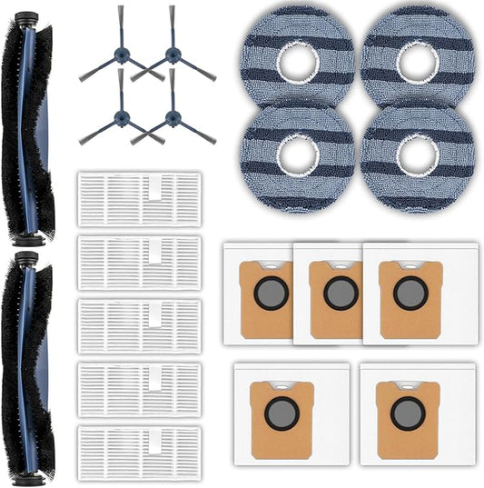 (20 Pack) C20 Omni Replacement Parts for Eufy C20 Omni Robot Vacuum, 2 Roller Brush, 4 Side Brushes, 5 HEPA Filters, 5 Dust Bags, 4 Mop Pads, Vacuum Attachments Accessories Kit