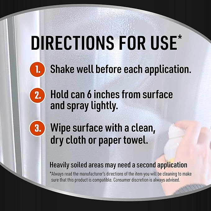 CLR Brands® Spot Free Stainless Steel Cleaner - Removes Water Marks, Fingerprints and Residue from Refrigerators, Dishwashers, Ovens and More, Streak Free Shine - 12 Oz Spray Can (Pack of 1)