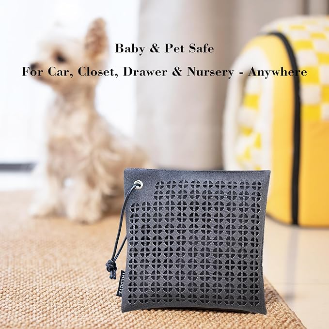 THEDOTS Car Air Purifier Bags (Leather Style) - 2 x 500g Bags (1kg Total) Activated Charcoal Odor Eliminator for Smoke - Unscented Mineral Crystal Absorber for Auto & Home (Grey&Brown)