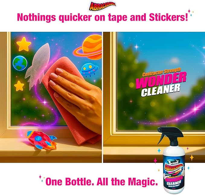 Abracadabra® Contractor Strength Wonder Cleaner- As Seen on TV- 16 fl oz- Gunk & Build Up Remover- Removes Tar, Adhesives, Gum, Stickers, Sap, Oils & More on Most Surfaces- Better Stronger Faster-3 pk