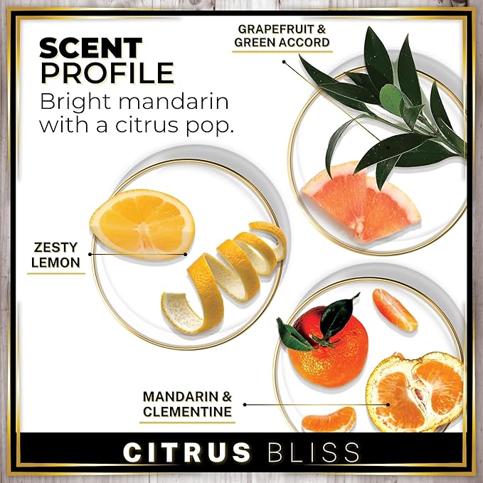 Urban Naturals Car Air Freshener Diffuser 1 Pack - Citrus Bliss Scent, 45+ Days Long Lasting Fragrance, Made in USA, Glass & Wood, Hanging Design + Vent Cip, Easy to Use