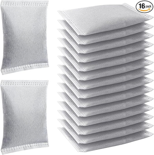16 Pcs Activated Charcoal Odor Absorbing Filter Refills, Compatible with 8 Gallon & Larger Trash Cans, Long-Lasting Deodorizer Replacement for Kitchen/Bathroom Use