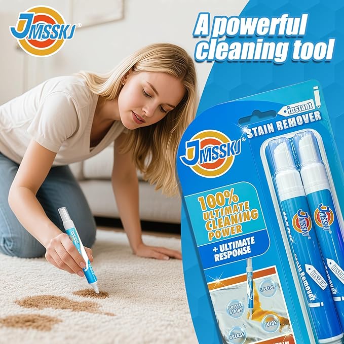 Stain Remover Pen, Instant Stain Remover For Clothes, Bleach Pen, Portable & Travel-Friendly, Works on Food & Drink Stains, Put In Your Pocket or Bag, Pearl white 0.68 Fl Oz (Pack of 2)
