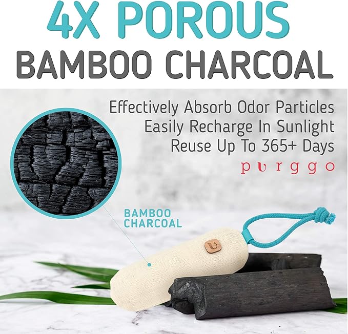 Bamboo Charcoal Air Purifying Bag - Lasts 365+ Days - Shoe Deodorizer, Odor Eliminator - No Chemicals - Air Freshener for Shoes and Closet - Remove Odor Naturally [2 Pack] [Beige]